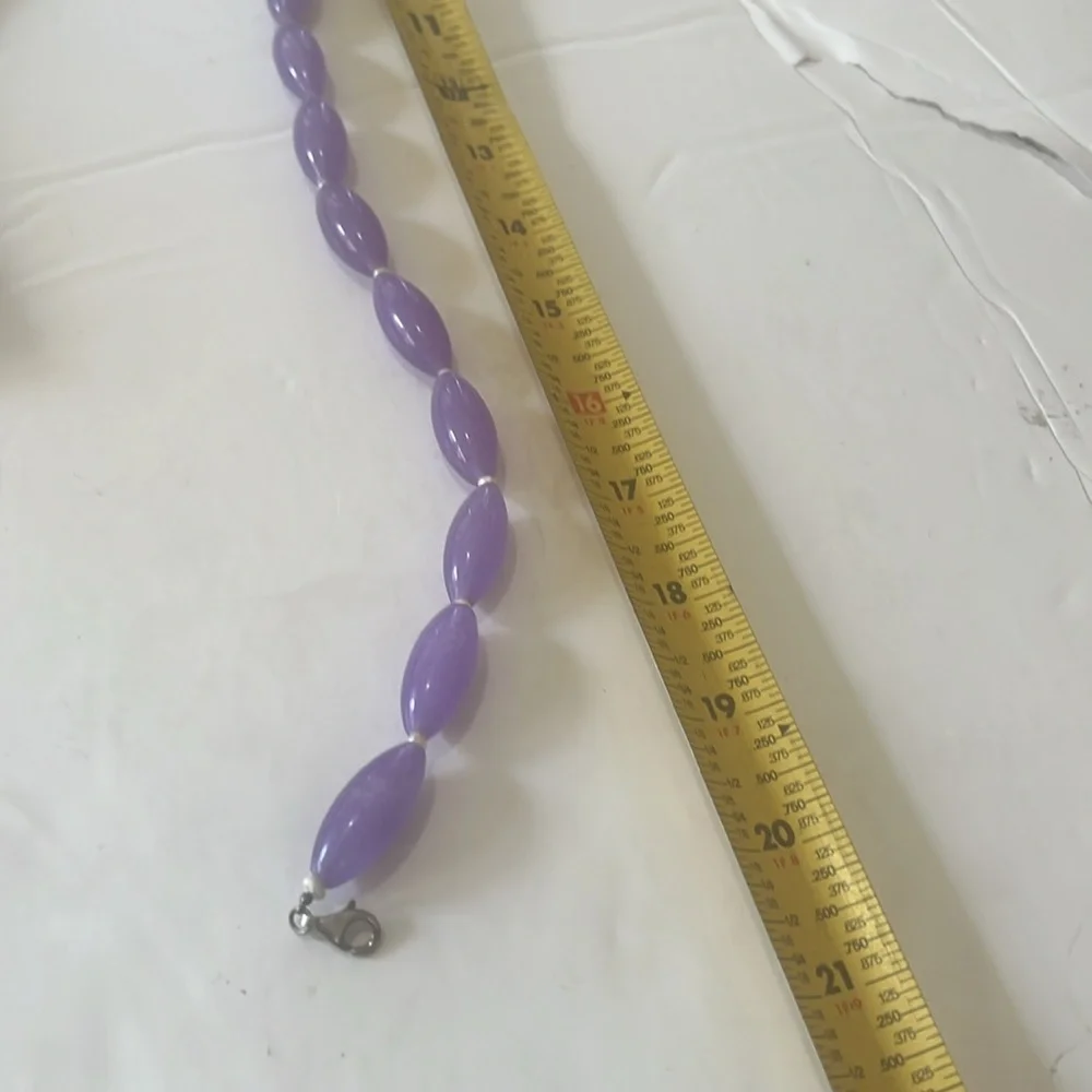 LAVENDER JADE PURPLE GEMSTONE‎ STERLING SILVER SIGNED GSJ NECKLACE & EARRING SET